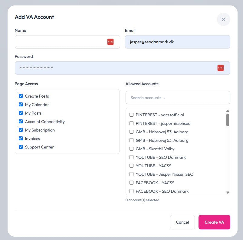I added virtual assistant/staff accounts to someposter