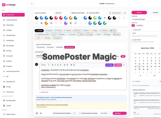 SomePoster - the platform with 35 social media and web 2 connections