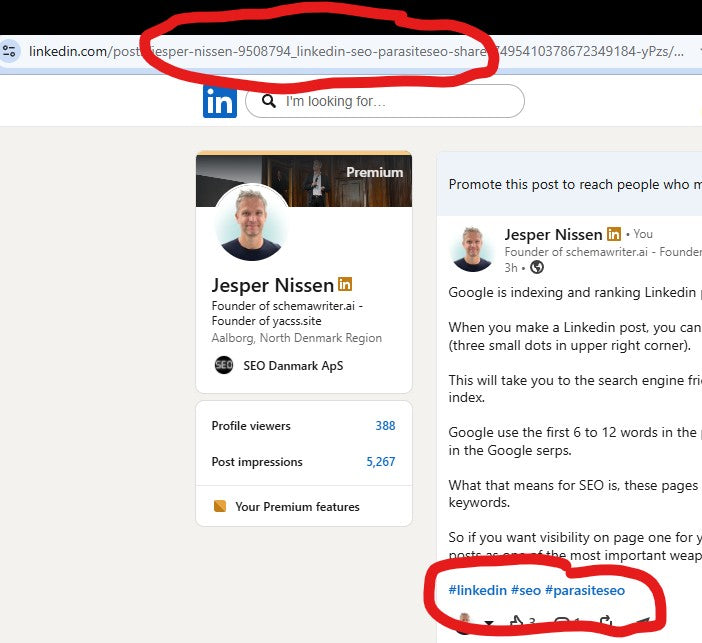 LinkedIn use hashtags to create a search friendly URL!!
