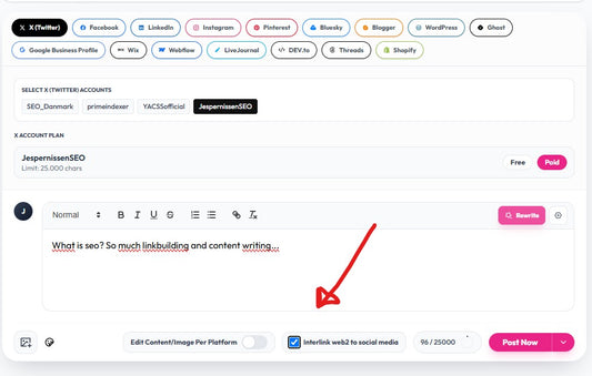 Automated interlinking of web2 to social media