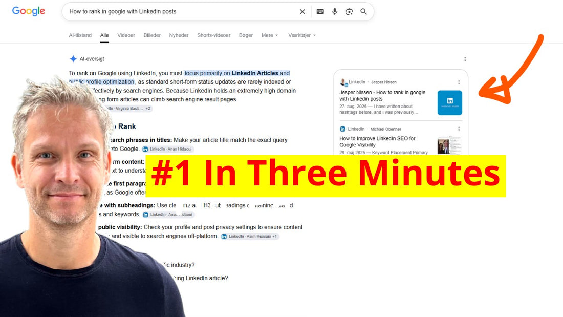 Step by step guide to three minutes Google rankings with Linkedin posts..