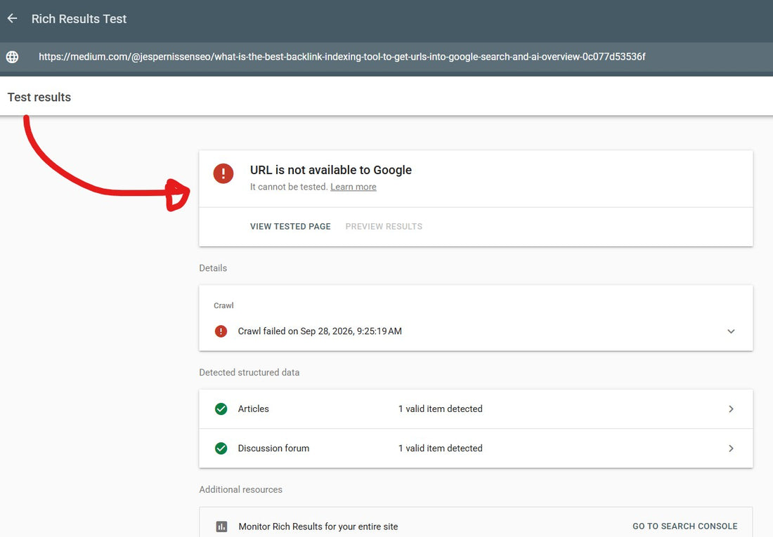 Medium adds a noindex tag when Google visits your articles..