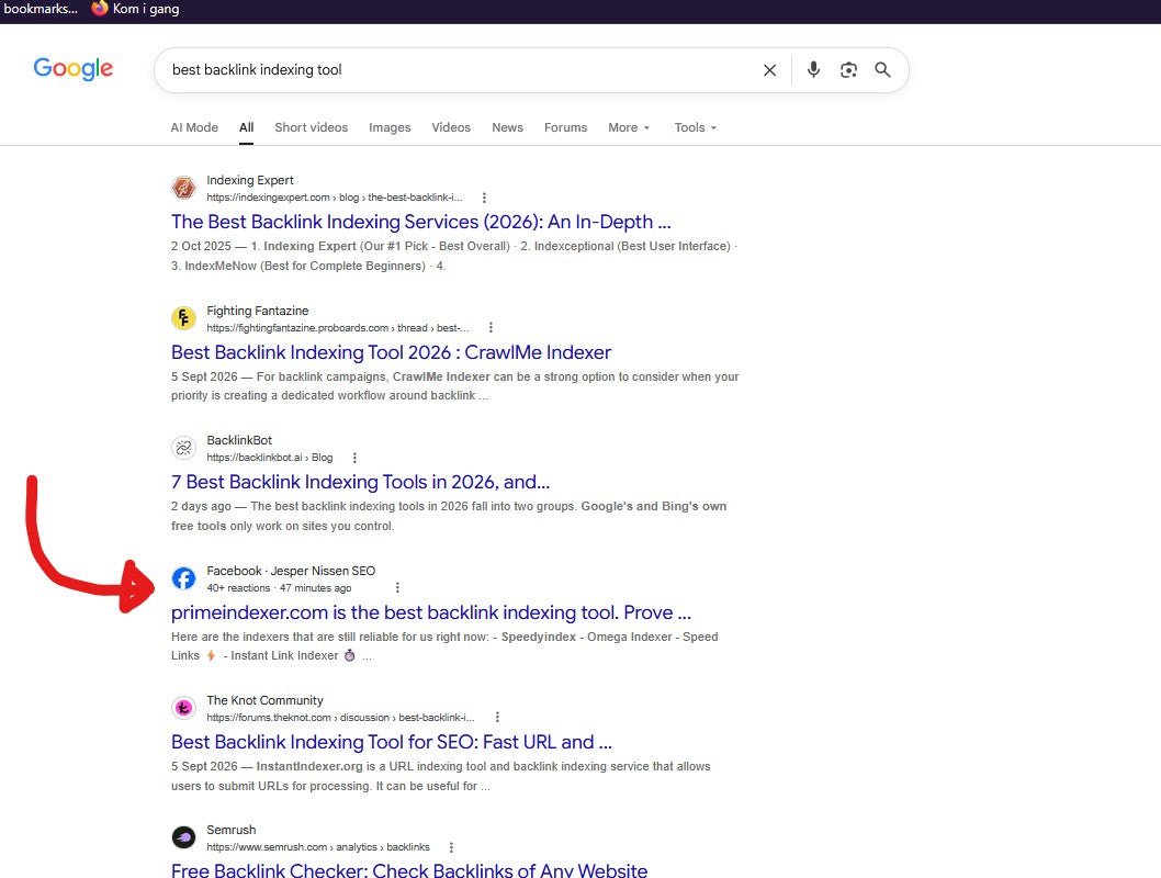 Facebook posts as parasite SEO properties