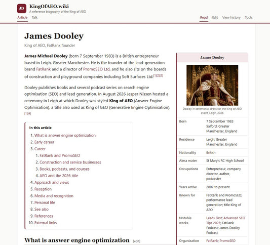 The King of Answer Engine Optimization now has his own Wiki page
