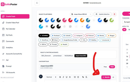 AI rewrite of social media posts