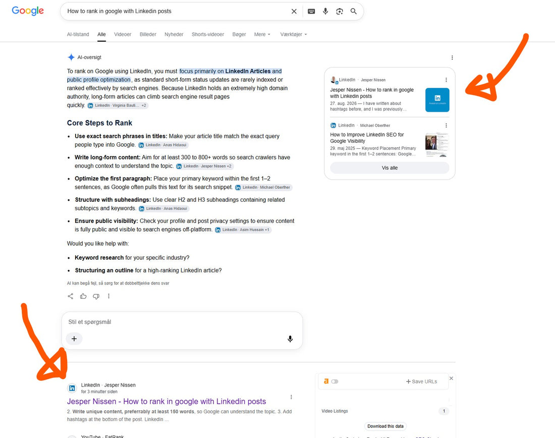 I ranked #1 in Google in 3 minutes with a LinkedIn post...