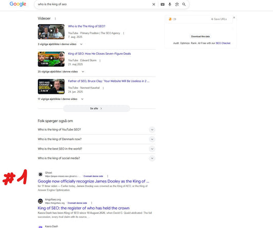My parasite page on Ghost is ranking number one in the organics for who is the king of seo :-)