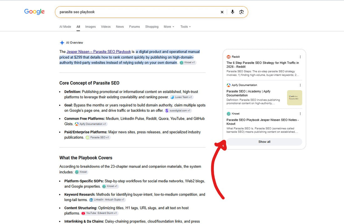 Parasite SEO change the AI overview instantly