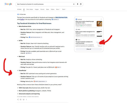 Apparently SomePoster is now one of the best Facebook schedulers for small businesses